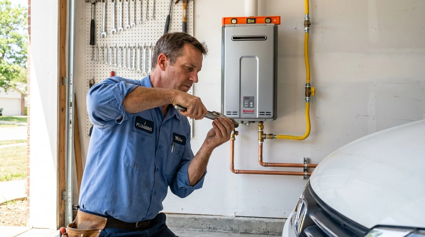 Tankless water heater installation by a Johns Plumbing LLC plumber in Bayport